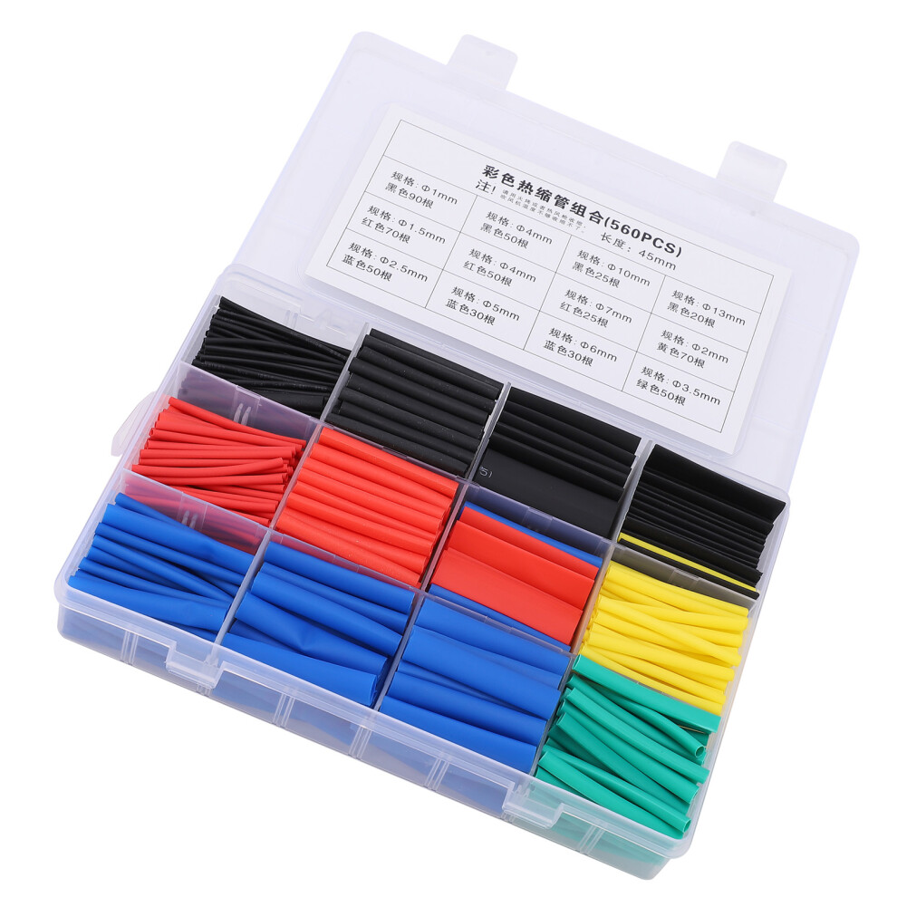 560Pcs Heat Shrink Tubing Set Nylon Waterproof, Assorted Sizes & Colors 7601378231855