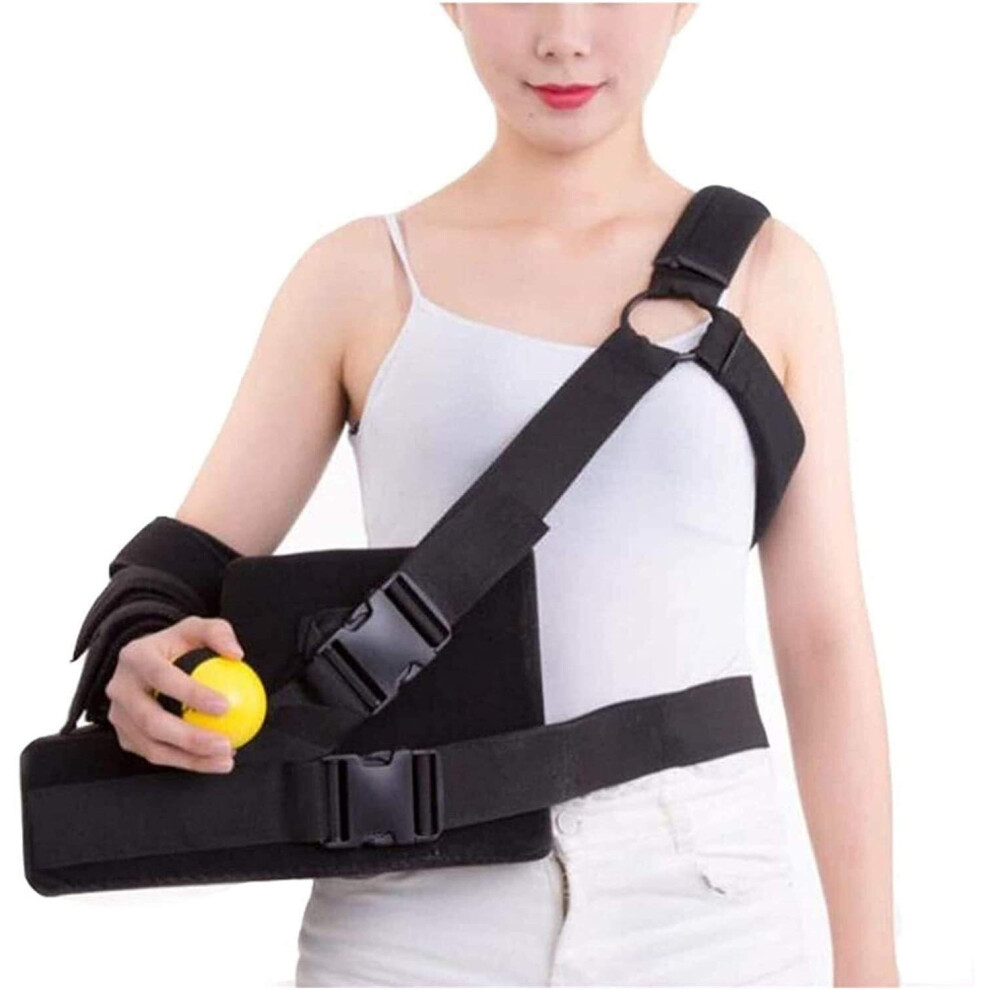 Adjustable Shoulder Immobilizer Brace with Contoured Abduction Pillow and Exercise Ball for Surgery Recovery