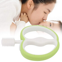 Fruit Shaped DoubleSided Silicone Infant Toothbrush for Gum Massage with Easy Grip Handle Green