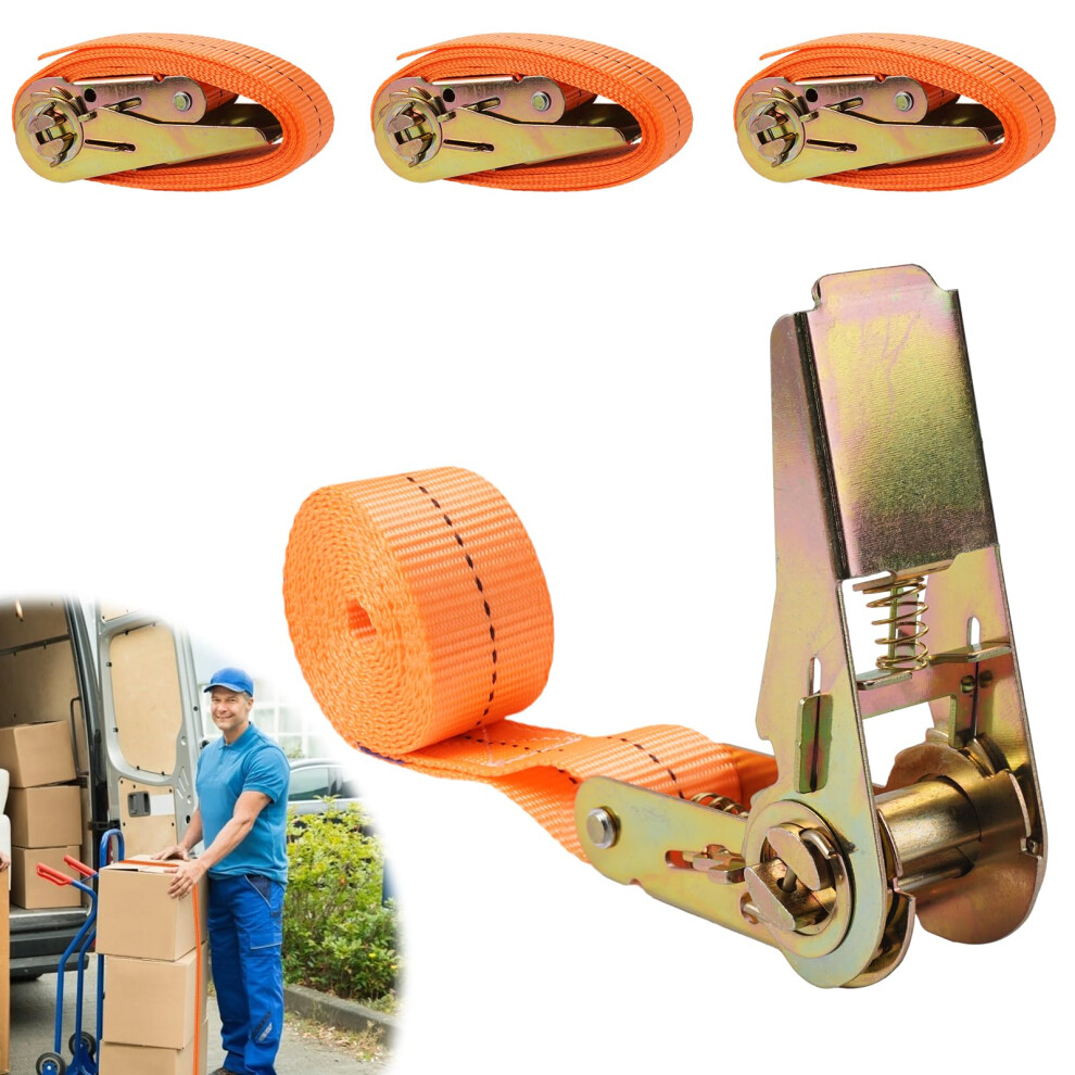 Lashing Straps Pack Of 4, 2 M Ratchet Straps, 1000 Kg Adjustable With Clamping Lock, For Car, Sack Truck, Motorcycle 9199774454117