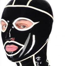 Latex Hood Exposed Eyes And Mouth All Inclusive BDSM Riding Mask Material Latex Size M 65 Cm Cosplay Party Mask Handmade