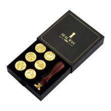 Vintage Brass Wax Seal Stamp Kit with Wooden Handle for DIY Crafting, Cards and Scrapbooking
