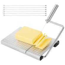 Stainless Steel Cheese Slicer With 6 Replaceable Wires, Adjustable Cutting Board For Charcuterie