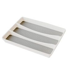 3 Compartment Plastic Cutlery Tray 41 x 34 x 5 cm White Kitchen Drawer Organizer Rack Utensil Holder