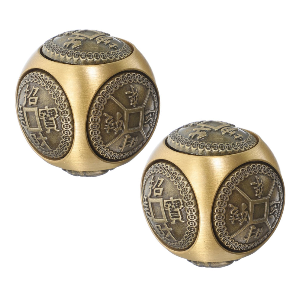 Baoding Balls Brass Hand Therapy Set, 2Piece Chinese Meditation Exercise Balls for Hand Massage