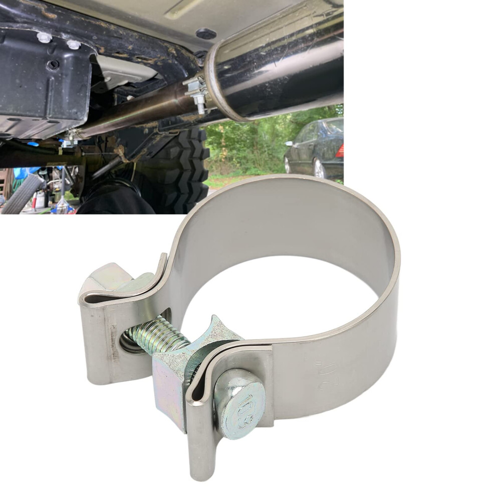 2.5 Inch Exhaust Band Clamp, Universal Stainless Steel Muffler Clamp With Leakproof 360 Seal 9187378748008