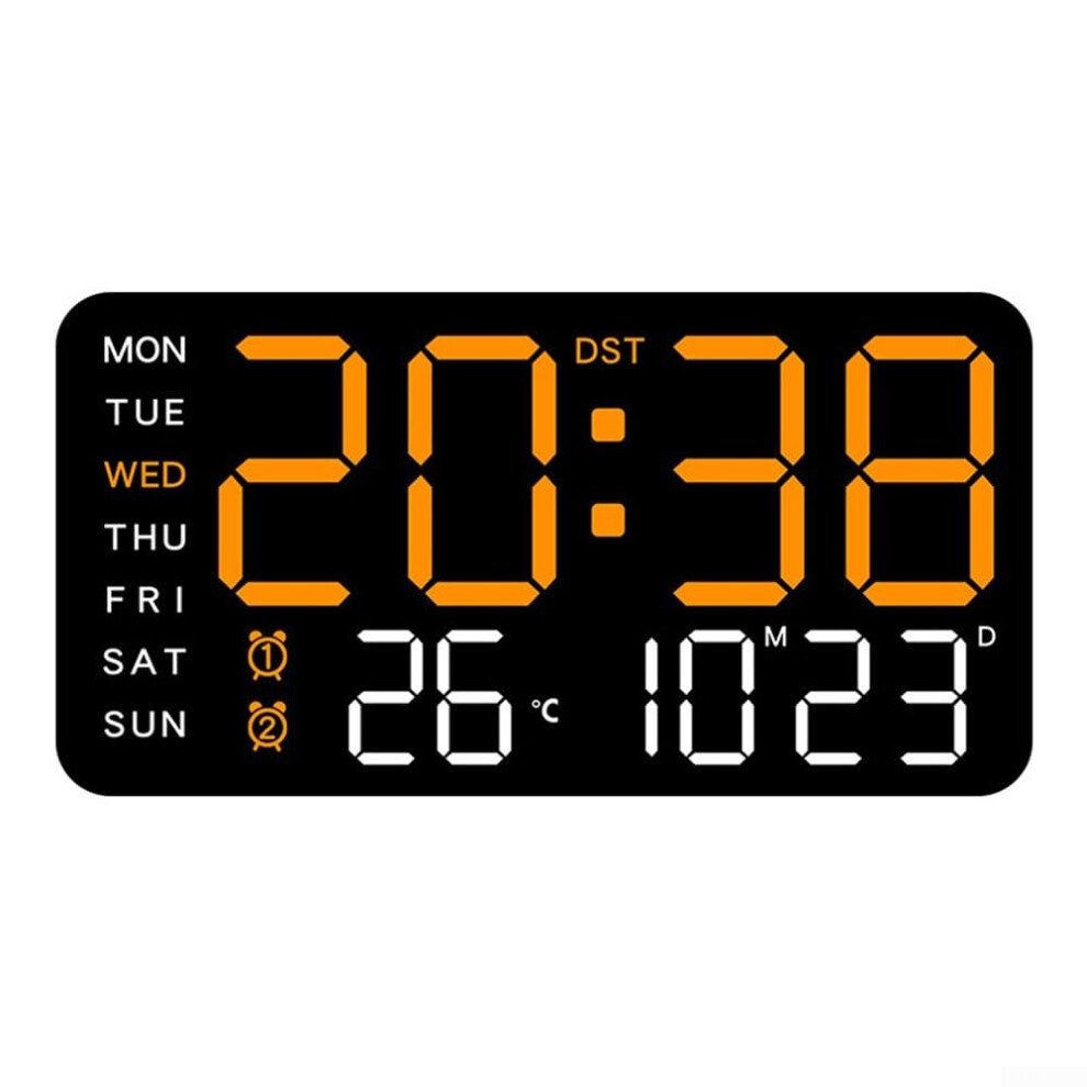 LED Digital Alarm Clock Wall Mount Or Table, Temperature Date, Voice Activated, 5Level Brightness, DST, USB Cable (F)