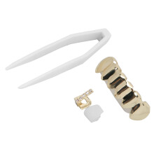 Hip Hop Fake Upper Lower Teeth Set Reusable Halloween Festival Brass Model XHYT1094