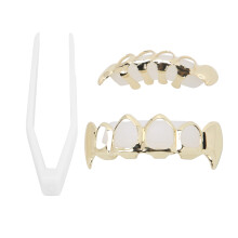 Metal Teeth Brace Jewelry with Gold Hollow Plating for Party Fashion