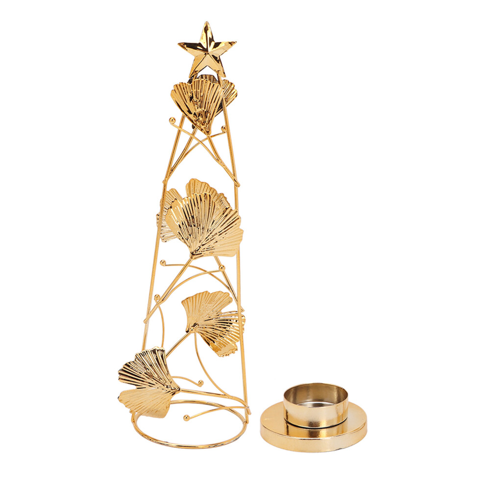 Golden Spinning Candle Holder With Christmas Tree Design Ambience Maker Rotating Metal Candle Holders For Table Centerpiece Premium Material Suitable