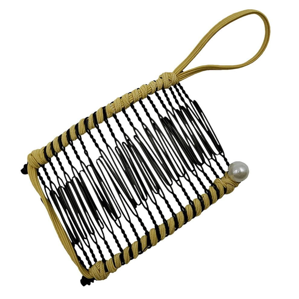 Unisex Yellow Banana Teeth Clip Banana Comb Clip Ponytail Hair Clip Stretchable Thick Curly Hair Vintage Style