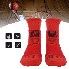 Herren Rote Dicke Atmungsaktive Baumwoll-Basketball-Sportsocken, Kein Schwitzen