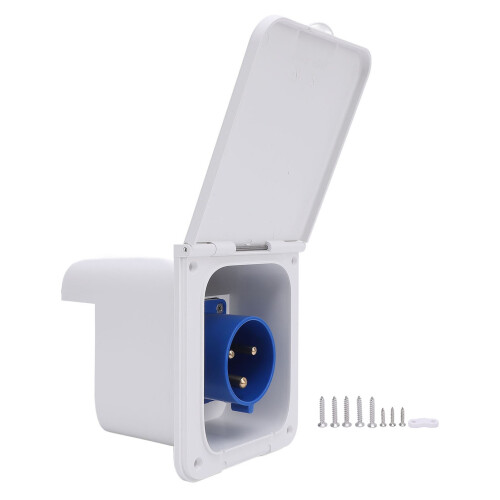 RV Power Inlet Socket 3 Pin 32A Waterproof Recessed, White 2