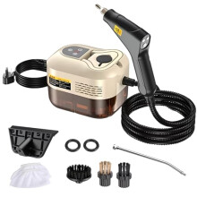 Steam Cleaner Handheld 2500W 1200ML Water Tank 6 Speed Settings 4 Cleaning Heads Beige