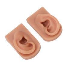 Modèle d'oreille d'entraînement en silicone réutilisable pour piercings, gauche/droite, teint foncé, 7,5 cm