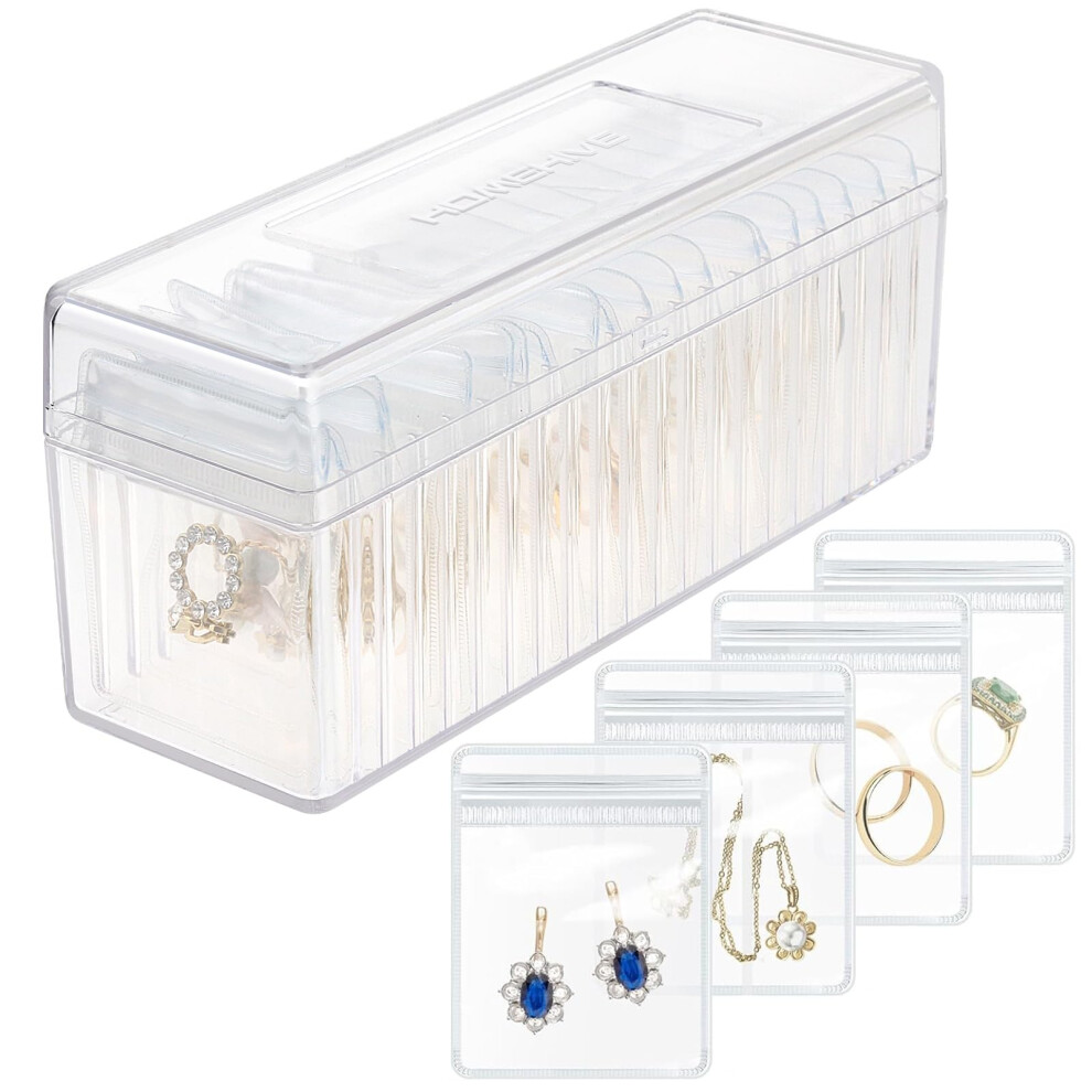 Acrylic Jewelry Box Organizer, Clear, 20 Pack Anti Tarnish Bags, Travel Jewelry Case For Earrings Rings Necklaces-image-OPC-PQ7MSMR-NEW