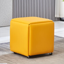 5in1 Stackable Ottoman Cube Stool PU Leather Footrest Swivel Casters 18x18x19 Inch For Living Room and Dining Room