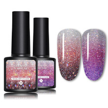 Smalto per unghie in gel glitterato atossico, gel UV, effetto iridescente arcobaleno, qualità da salone, facile applicazione (lunga durata,