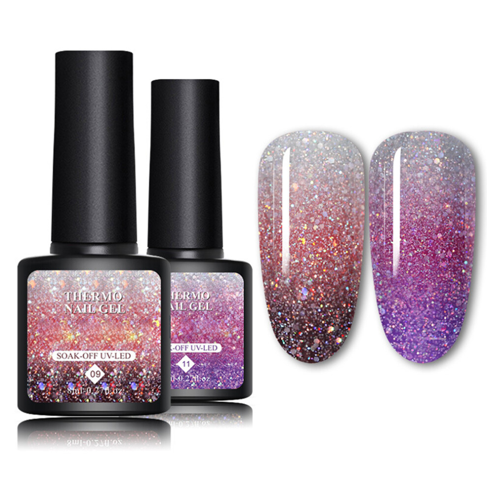 UV Gel Polish Glitter Holographic Pigments Color Shifting Long Lasting Breathable Non Toxic Iridescent Nail Polish for DIY Manicure (Rainbow Shimmer