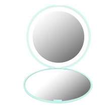 Opvouwbare make-upspiegel met vergrotingsfunctie, vervormingsvrij beeld, werkt op batterijen, LED-verlichting, supersterke zuignappen, compacte ovale
