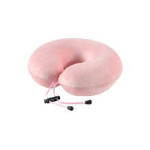1 PièCe D'Oreiller Cervical en Latex Naturel, Taie D'Oreiller Cervicale en Forme de U, Blanc, pour Lit, Avion, Rose