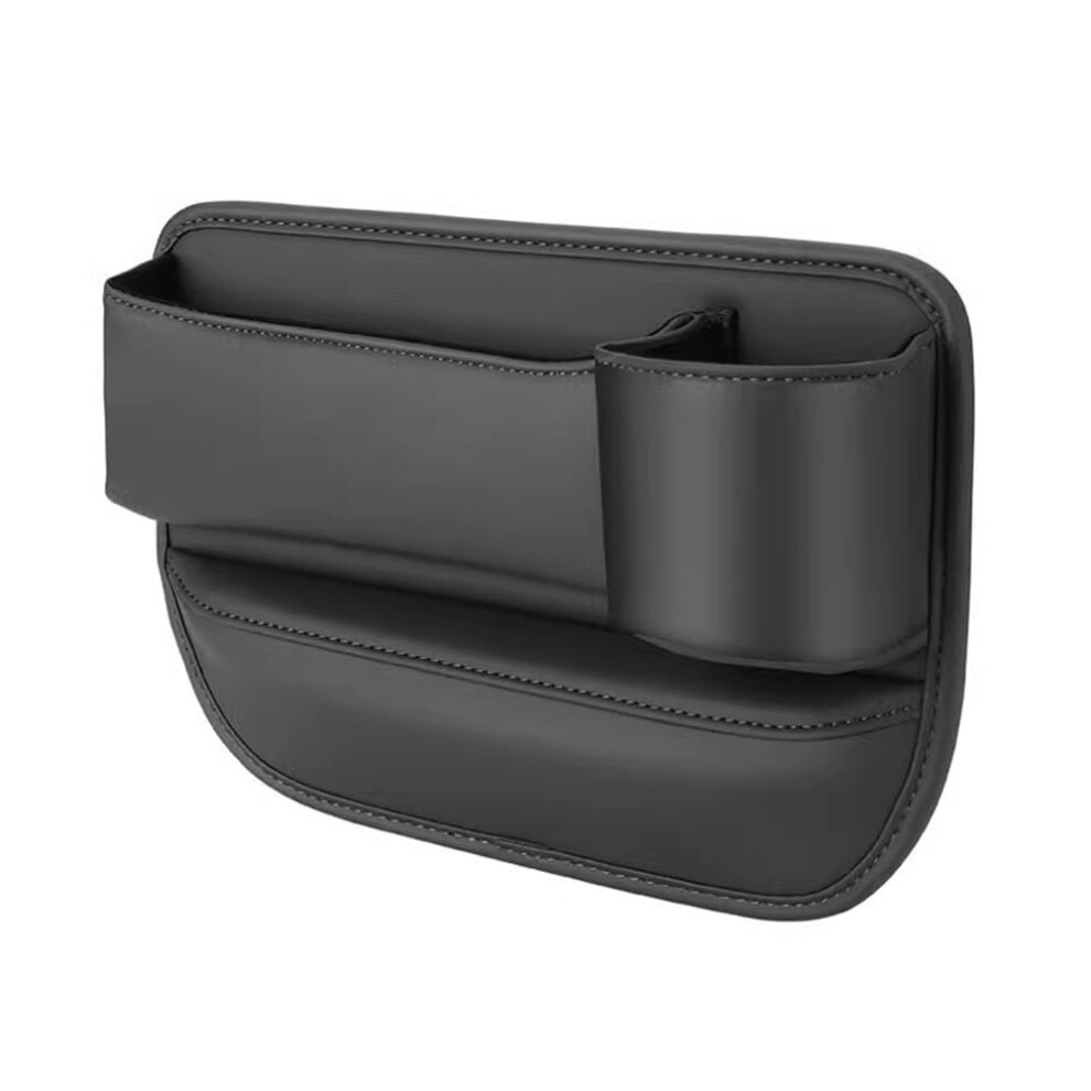 Leather Car Storage Box Car Seat Gap Filler Organizer Cup Holder For Phone Sunglasses Cards Passenger Side Black 9382693003560