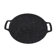 Non Stick Grill Pan, Double Handle Round Griddle, Multifunction Frying And Baking Pan, 30cm, Black