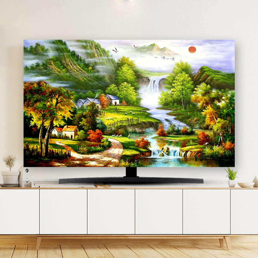 Landscape Painting Tv Cover Chinese Style Pattern 3280 Inch Universal Elastic Dust Cover 70Inch Color9 9382693004611