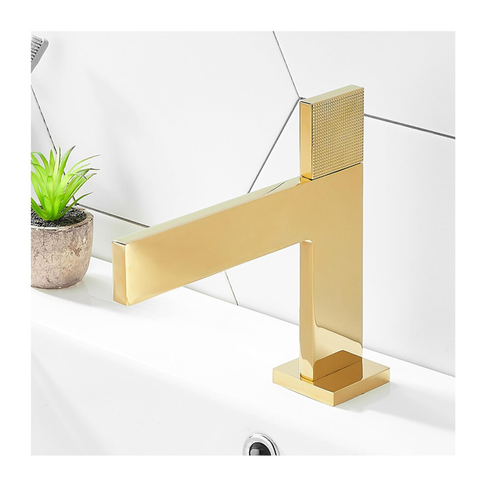 Waterfall Bathroom Faucet, Singlehandle Vessel Sink Faucet, 1Hole Widespread Basin Mixer Tap, Modern Gold Finish 9199774878517