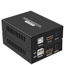 60M HDMI KVM Extender Over Cat5e/Cat6, 1080P USB KVM, Transmit With Loop Out, Black, Rack Mount