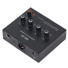 Mic Amplifier with Balanced Output 60dB Gain 3.5mm/6.5mm/XLR Inputs 48V Power