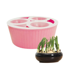 Hydroponic Planter 3Hole Design for Herbs and Vegetables Indoor PP Flower Pot Pink