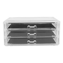 Vetrina cosmetica in plastica acrilica, organizer trasparente per cosmetici con contenitori impilabili, design modulare, organizer da toeletta a tre