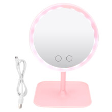 Lighted Makeup Mirror Rechargeable LED Lighted Makeup Mirror Touch Screen Dimming Adjustable Stand 3 Light Colors For Bedroom Vanity With Swivel Base