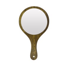 Vintage Vanity Mirror Handheld Cosmetic Mirror with Wooden Frame Portable Makeup Mirror Easy to Hang and Store Simple Mirror Design Clear Glass Surfa