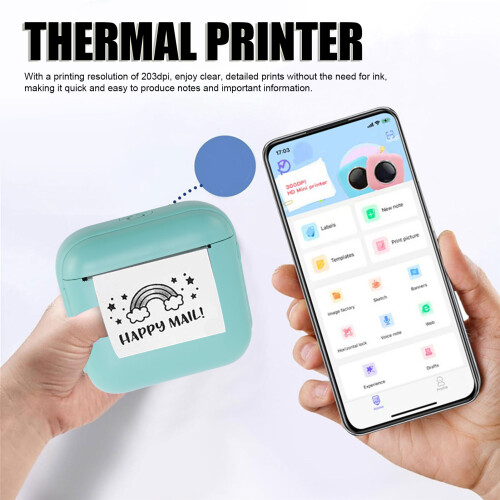 Portable BT Thermal Printer 203dpi, 8.5x8x4cm, Green 2