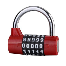 5Digit Combination Padlock with Keyless Resettable Code for Door Security, Durable Red Lock
