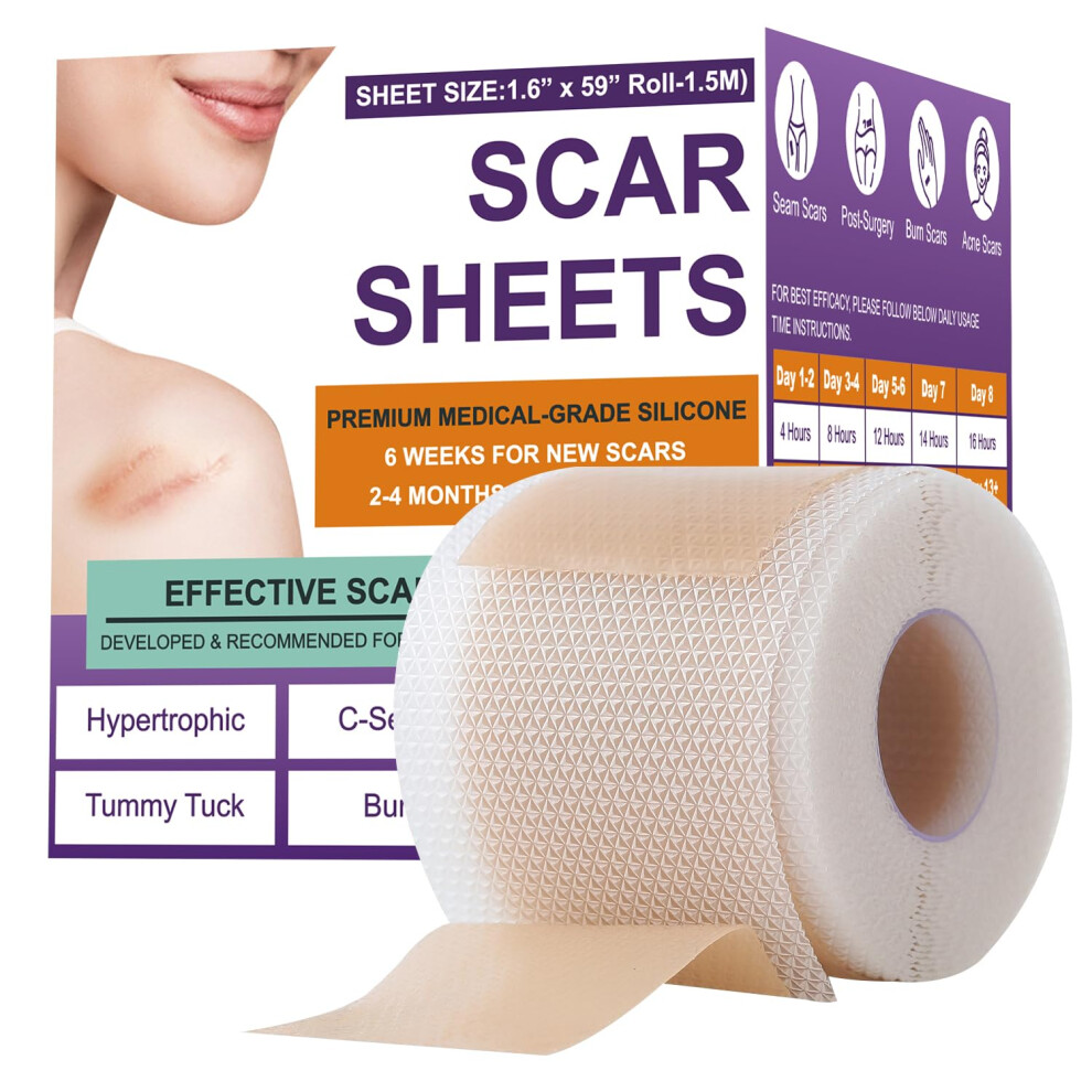 Silicone Scar Sheets Roll for Surgical CSection Keloid Scars, MedicalGrade Scar Removal Tape