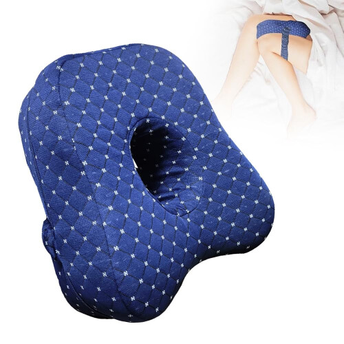 Knee Pillow Memory Foam With Adjustable Straps For Side Sleeping Alignment And Sciatica Relief