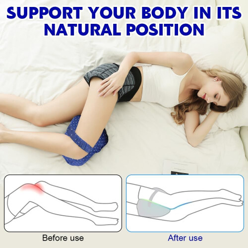 Knee Pillow Memory Foam With Adjustable Straps For Side Sleeping Alignment And Sciatica Relief 2