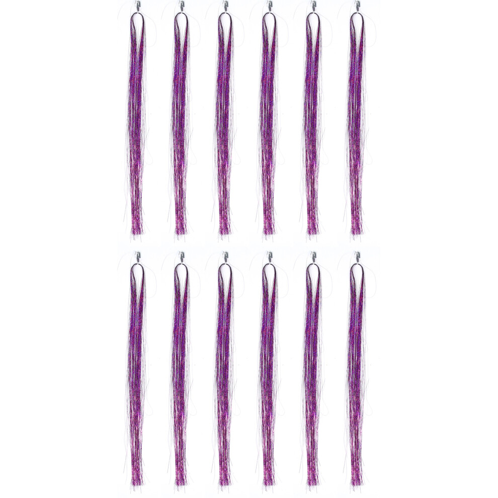 Hair Extensions with Hot Water Setting Friendly Features Heat Resistant Glitter Tinsel Braiding Hair with HD Color Technology Color Bleed Free Sparkl