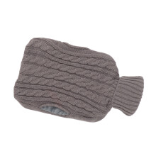 Grey 2L Classic Hot Water Bottle with Knitted Cover for Pain Relief