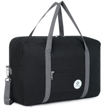 Underseat Cabin Bag 45x36x20 cm Airline Compatible Foldable Travel Duffel 25L Black With Strap Carry On Luggage