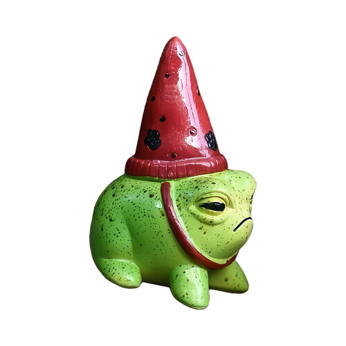 Handbemalte Frösche Figur Modell Skulptur mit-Roter Hutfrosch