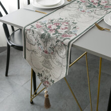 Tischläufer für die Heimdekoration, eleganter französischer Jacquard-Chenille mit Retro-Blumenmuster, samtartiger Polyesterstoff für Ess- und