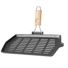 Cast Iron Griddle Pan Non Stick with Foldable Handle Even Heat for Steak Fajitas Camping