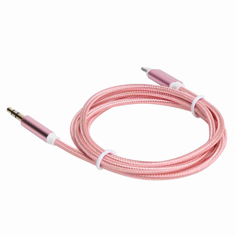 Nylon Braided Aux Cable For Ios 12, 3.5Mm Audio Adapter 1M Pink 7891378270804