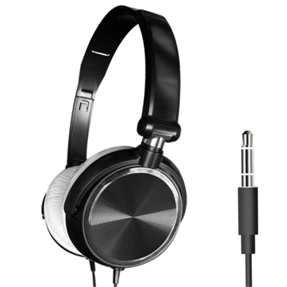 Wired Headphones Overear With Microphone 3.5Mm Foldable Bass Stereo For Computer Laptop Smartphone White 9189345475818
