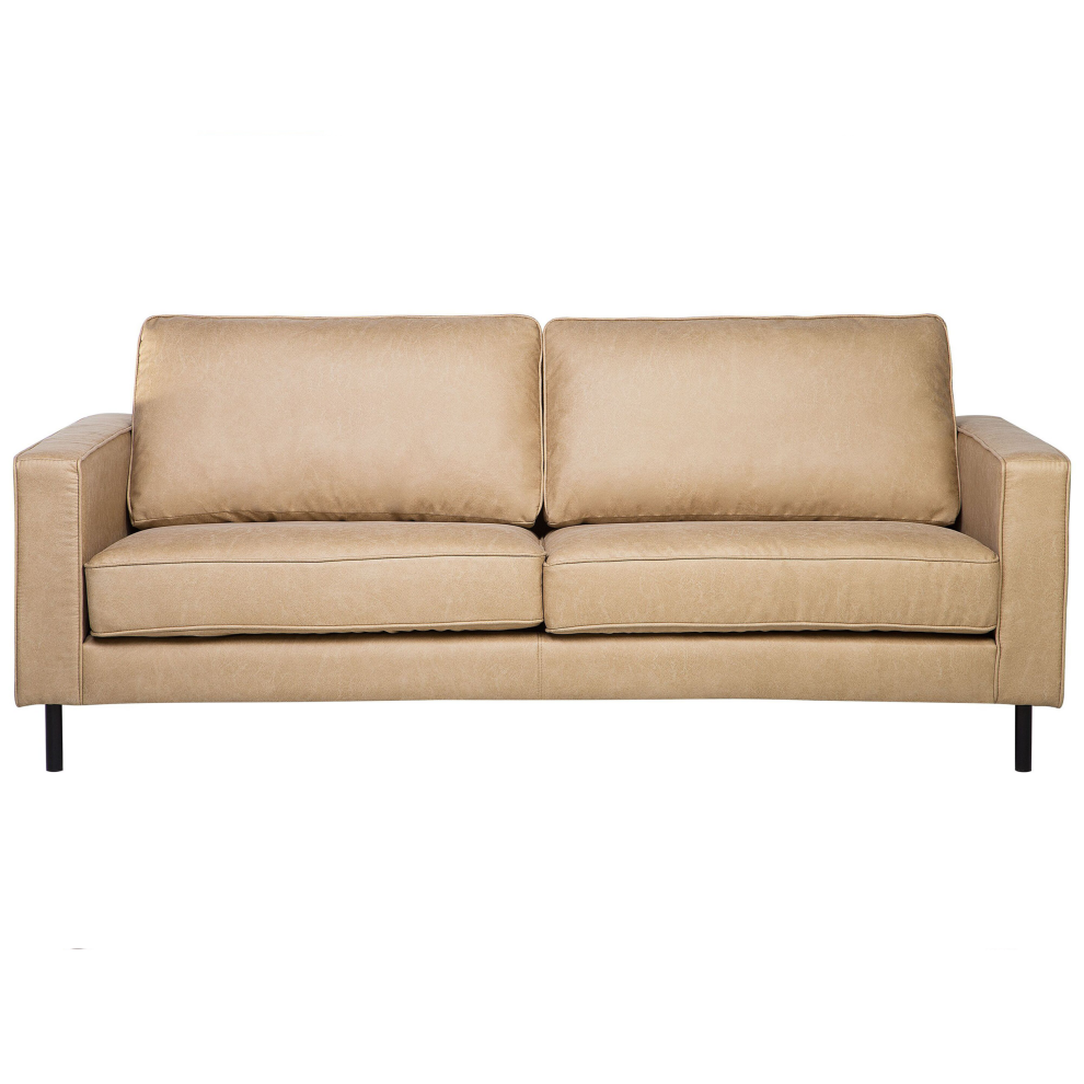 Sofa 3 Seater SAVALEN Faux Leather Beige