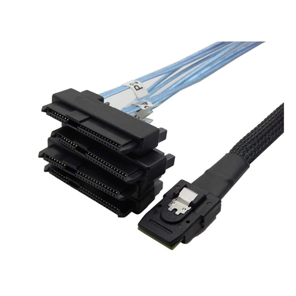 Internal Mini Sas 36Pin Sff8087 To (4) X Sas 29Pin Sff8482 With 15Pin Sata Power Cable 0.5M For Server Storage 9347817306422